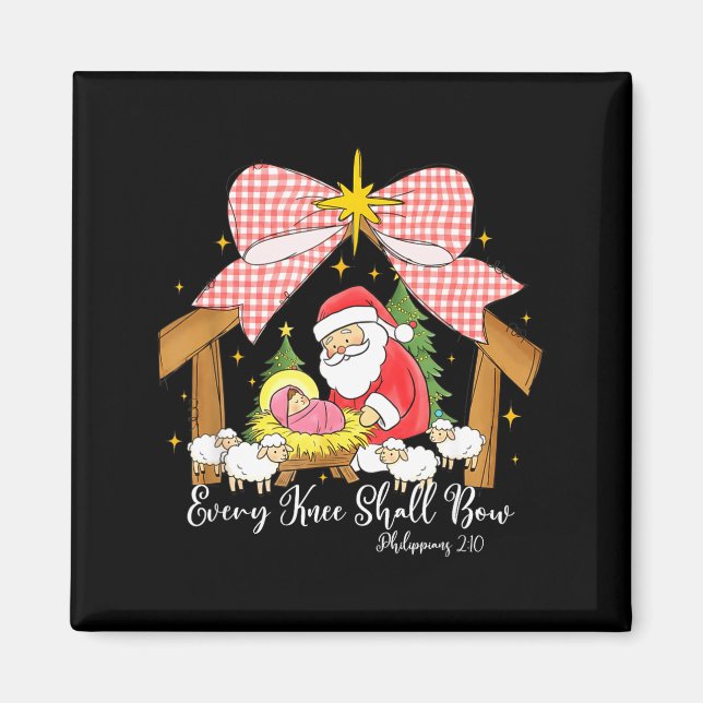 Every Knee Shall Bow Santa Christmas Nativity Scen Magnet (Vorne)