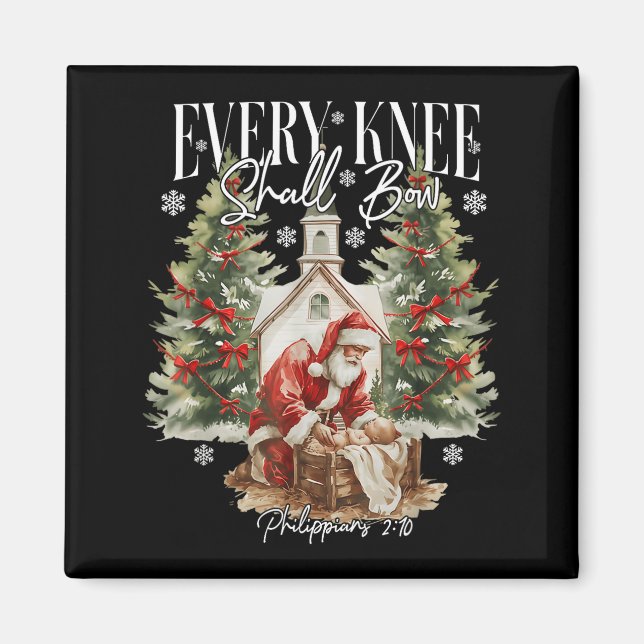 Every Knee Shall Bow Santa Christmas Nativity Scen Magnet (Vorne)