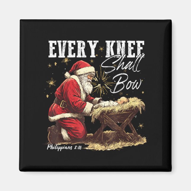 Every Knee Shall Bow Santa Christmas Nativity Scen Magnet (Vorne)