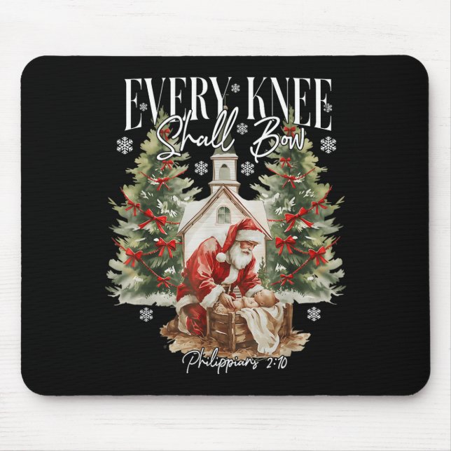 Every Knee Shall Bow Santa Christmas Nativity Scen Mousepad (Vorne)