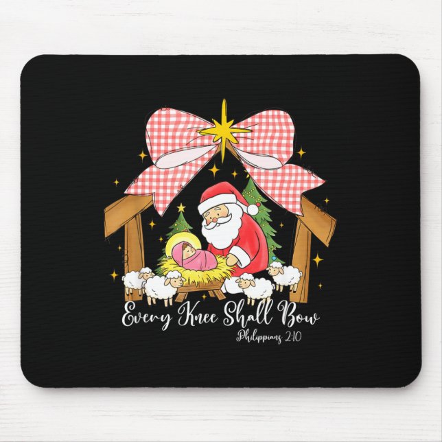 Every Knee Shall Bow Santa Christmas Nativity Scen Mousepad (Vorne)