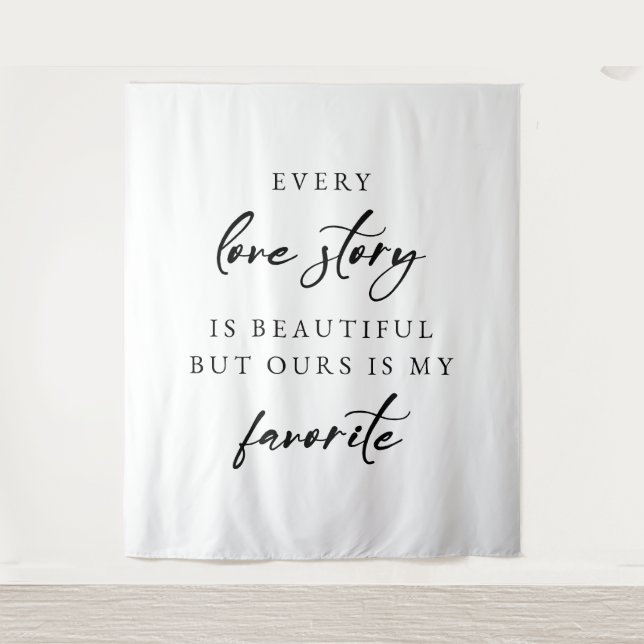 “Every Love Story Is Beautiful” Elegant Wedding  Wandteppich (Vorderseite)