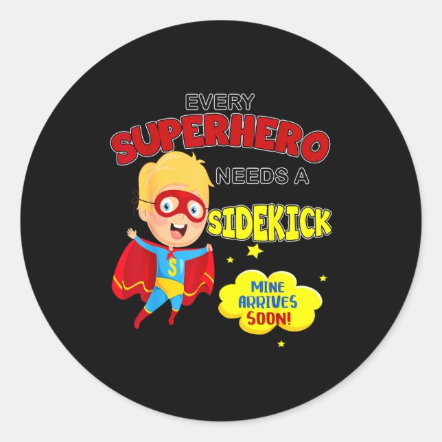 Every Superhero Needs A Sidekick New Big Brother  Runder Aufkleber (Vorderseite)