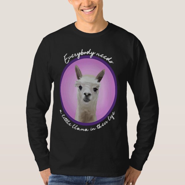 Everybody needs a little llama cute fuzzy alpaca v T-Shirt (Vorderseite)