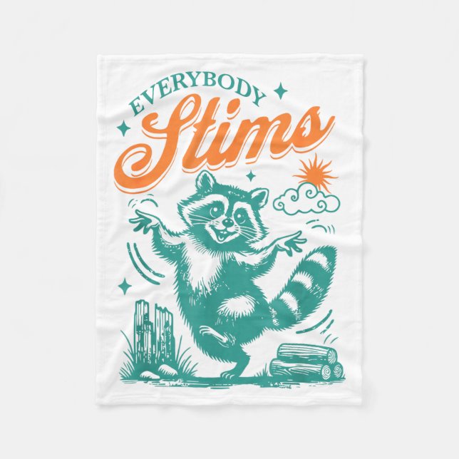 Everybody Stims Racoon Funny Design  Fleecedecke (Vorderseite)