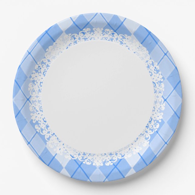 Everyday_Dinner_Paper-Plates (c) Lace-Blue_Argyle Pappteller (Vorderseite)