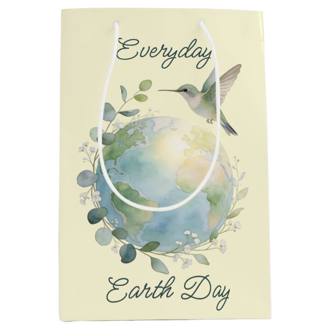 Everyday Earth Day Hummingbird Bird Mittlere Geschenktüte (Vorderseite)