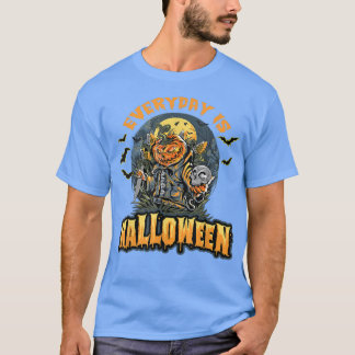 Everyday Is Halloween Horror Pumpkin Skeleton Png T-Shirt