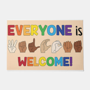Everyone Is Welcome Hand Sign Language Doormat Fußmatte