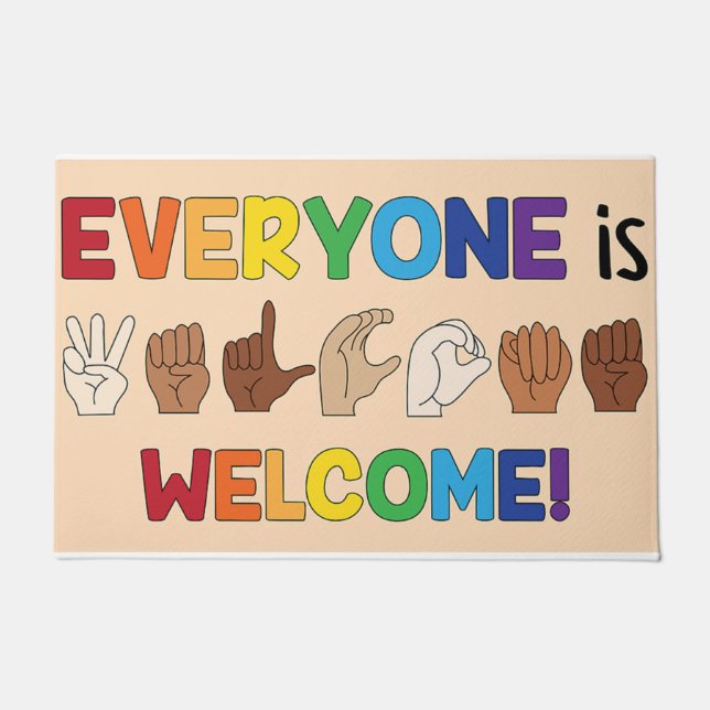 Everyone Is Welcome Hand Sign Language Doormat Fußmatte (Vorderseite)