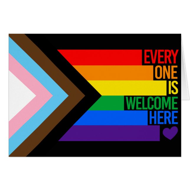 Everyone is Welcome Here (Progress Pride) Flag (Vorderseite (Horizontal))