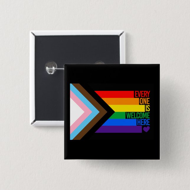 Everyone is Welcome Here (Progress Pride) Flag Button (Vorne & Hinten)