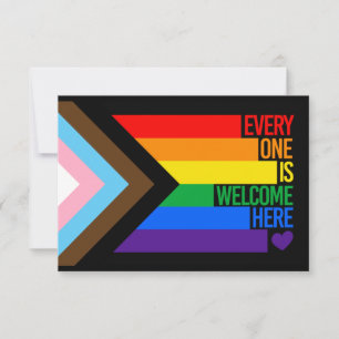 Everyone is Welcome Here (Progress Pride) Flag Einladung