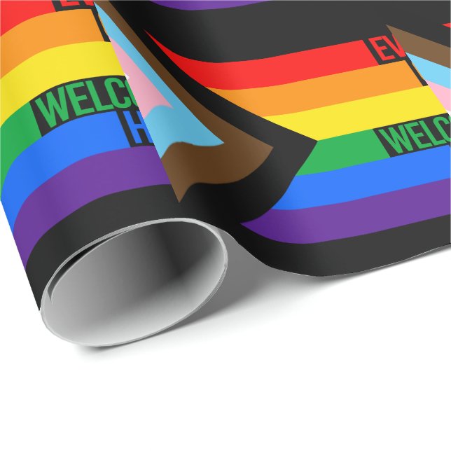 Everyone is Welcome Here (Progress Pride) Flag Geschenkpapier (Rolleneckpunkt)