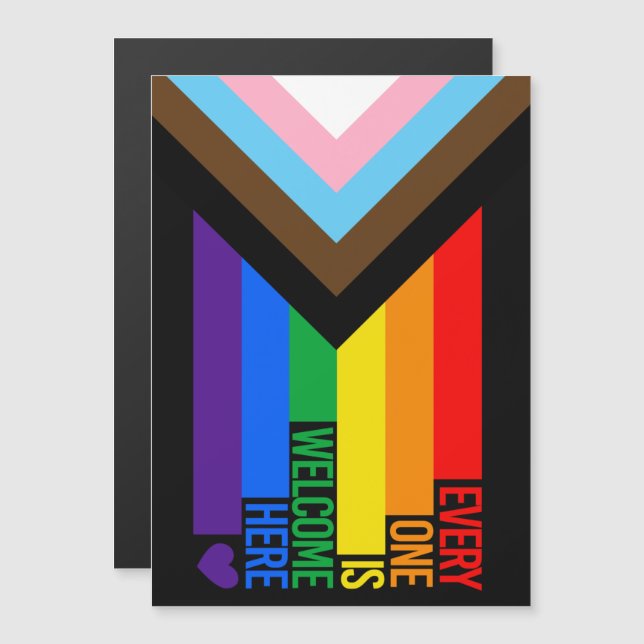 Everyone is Welcome Here (Progress Pride) Flag Magneteinladung (Vorne/Hinten)