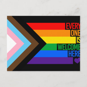 Everyone is Welcome Here (Progress Pride) Flag Postkarte