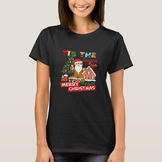 Everyone Loves A At Christmas Christmas Santas Com T-Shirt (Vorderseite)
