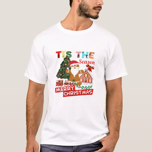 Everyone Loves A At Christmas Christmas Santas Com T-Shirt (Vorderseite)