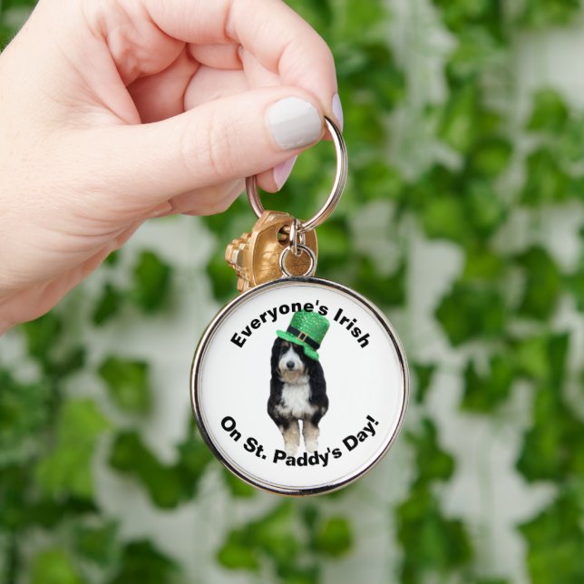 Everyone's Irish on St Paddy's Day cute dog photo Schlüsselanhänger (Hand)