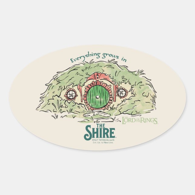 Everything Grows in THE SHIRE™ Ovaler Aufkleber (Vorderseite)