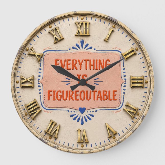 Everything Is Figureoutable Positive Motivation  Große Wanduhr (Vorderseite)