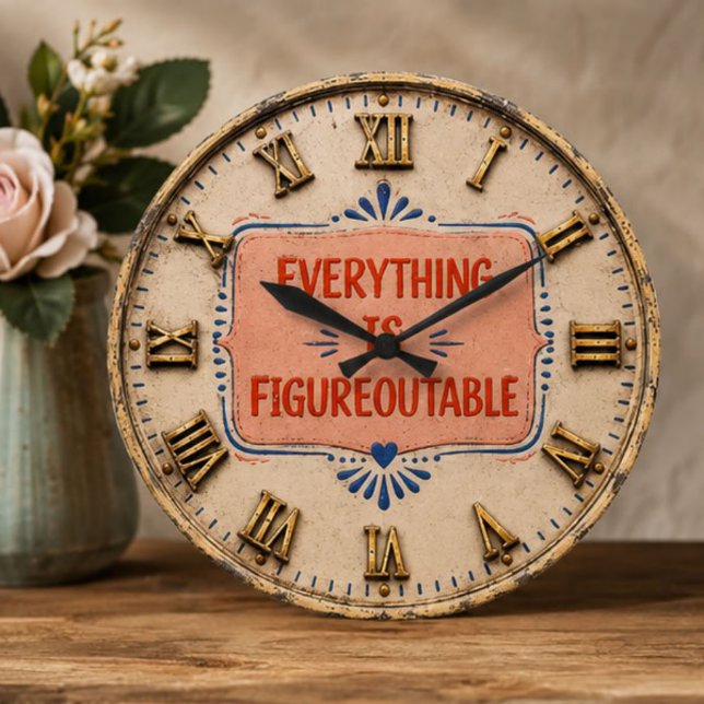 Everything Is Figureoutable Positive Motivation  Große Wanduhr (Von Creator hochgeladen)