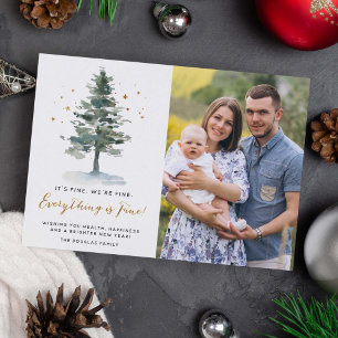 Everything is Fine Grateful Gold Script Photo Feiertagskarte