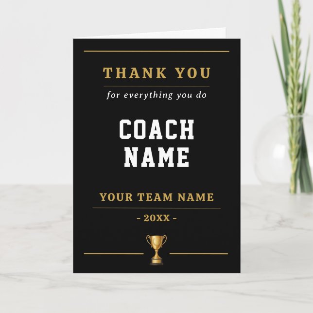 Everything You Do Trophy Coach Name Dankeskarte (Vorderseite)