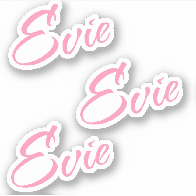 Evie Decorative Name in Pink x3 Aufkleber (Vorderseite)