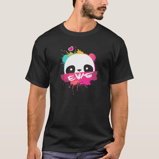 EVIE - Schöner Mädchenname mit schöner Panda T-Shirt (Vorderseite)
