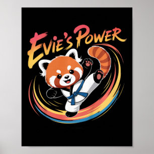 Evie's Power Roter Panda Taekwondo Karate Blaugürt Poster