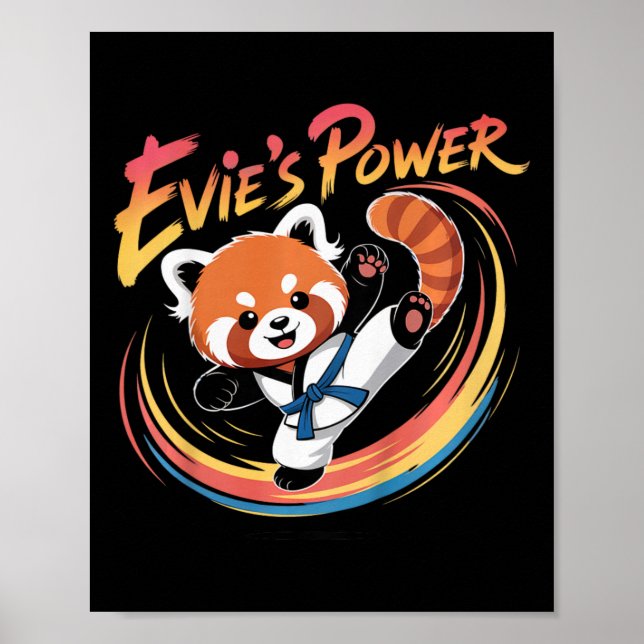 Evie's Power Roter Panda Taekwondo Karate Blaugürt Poster (Vorne)