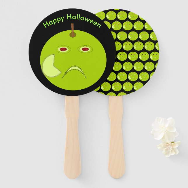 Evil Apple mit Scar Halloween Custom Hand Fan Fächer (Vorne und Hinten)