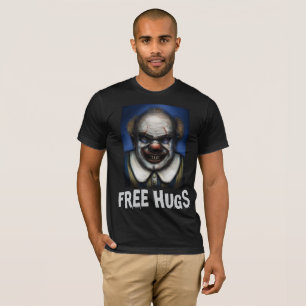 EVIL BEÄNGSTIGEND CLOWN FREE HUGS HALLOWEEN T - SH T-Shirt