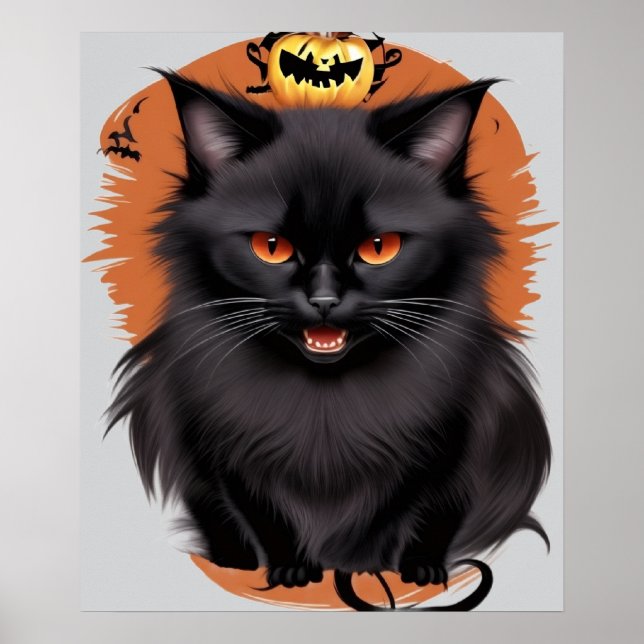 Evil Black Cat Poster Transparenter Hintergrund (Vorne)