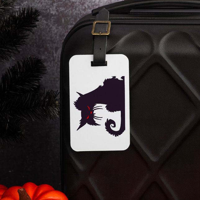 Evil Black Cat Silhouette mit Roten Augen Gepäckanhänger (Von Creator hochgeladen)