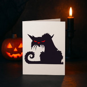 Evil Black Cat Silhouette mit Roten Augen Karte
