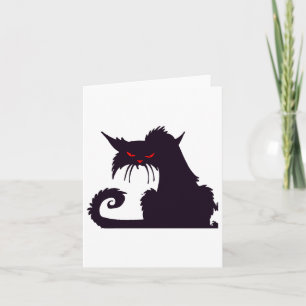 Evil Black Cat Silhouette mit Roten Augen Karte