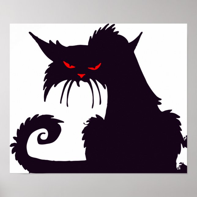 Evil Black Cat Silhouette mit Roten Augen Poster (Vorne)
