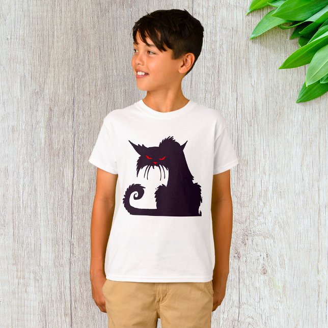 Evil Black Cat Silhouette mit Roten Augen T-Shirt (Von Creator hochgeladen)