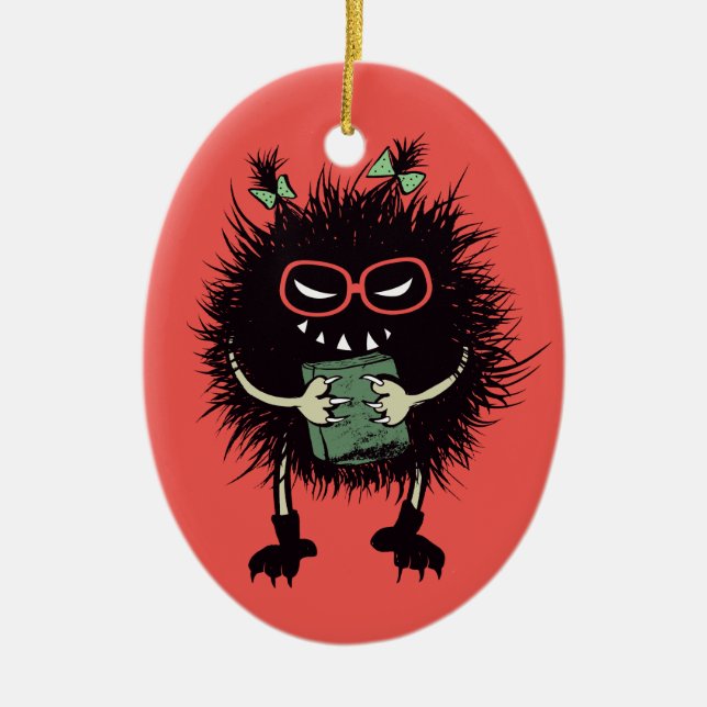 Evil Book Lover Character - Edgy Reading Keramik Ornament (Vorne)
