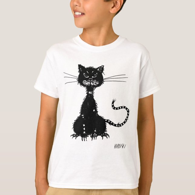 Evil Cat Grunge Kids T-Shirt (Vorderseite)