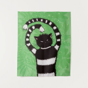 Evil Cat Nature Lover Spring Green Wandteppich