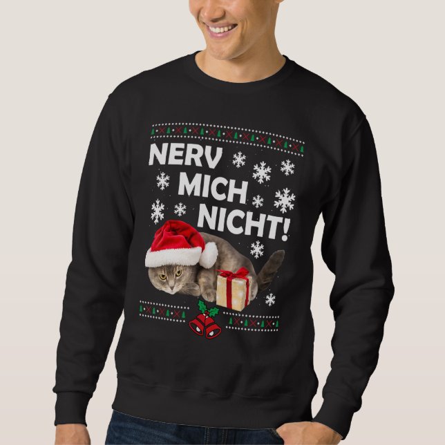 Evil Cat Santa Ugly Weihnachten Sad Cat Xmas Sweatshirt (Vorderseite)