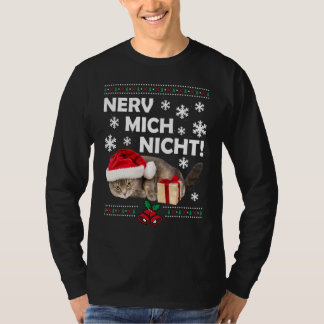 Evil Cat Santa Ugly Weihnachten Sad Cat Xmas T-Shirt