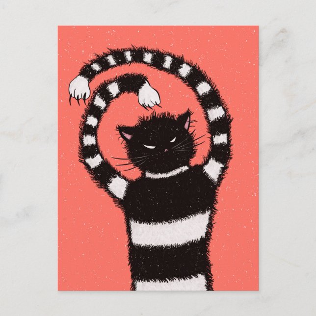 Evil Cat Winter Snowflakes Postkarte (Vorderseite)