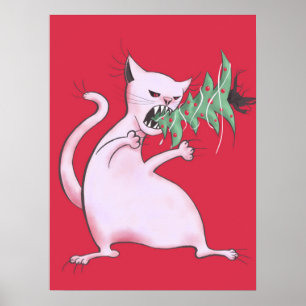 Evil Christmas Cat - Funny Holiday Poster