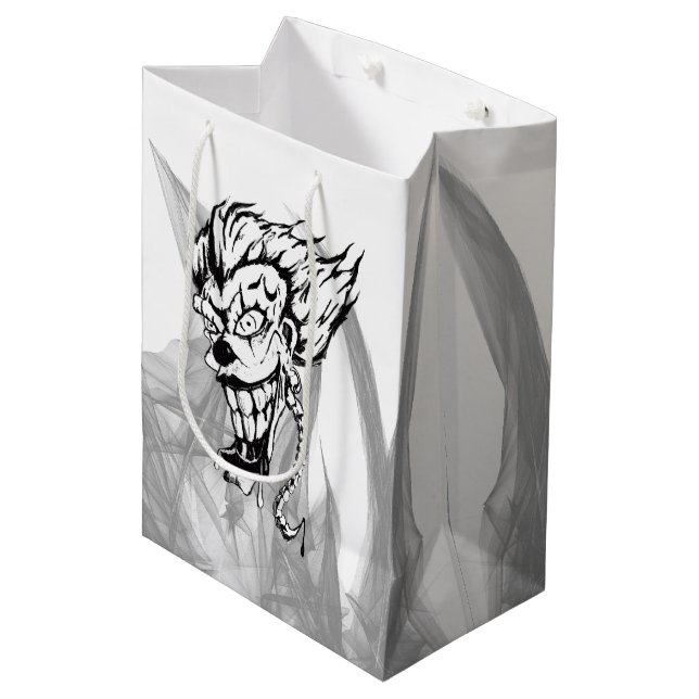 Evil clown Custom Gift Bag Mittlere Geschenktüte (Vorderseite Schrägansicht)
