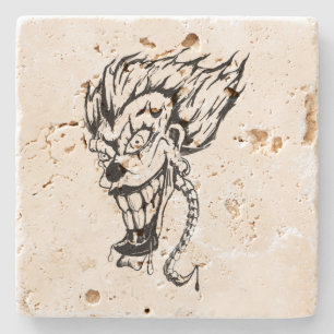 Evil Clown Travertine Untersetzer
