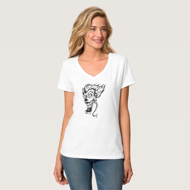 Evil clown Women's Hanes Nano V-Neck T - Shirt (Vorderseite Vollansicht)